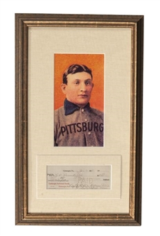 1919 Honus Wagner Signed Check In Framed Display